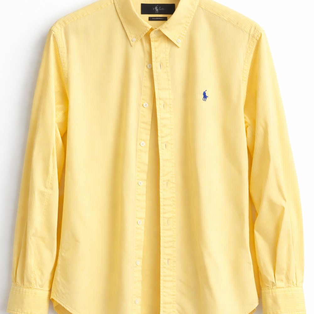 Ralph Lauren Men’s Yellow Oxford Button-Down Shirt with Blue Pony